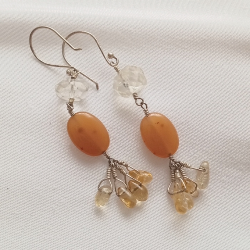 Silver with semi precious stones earrings